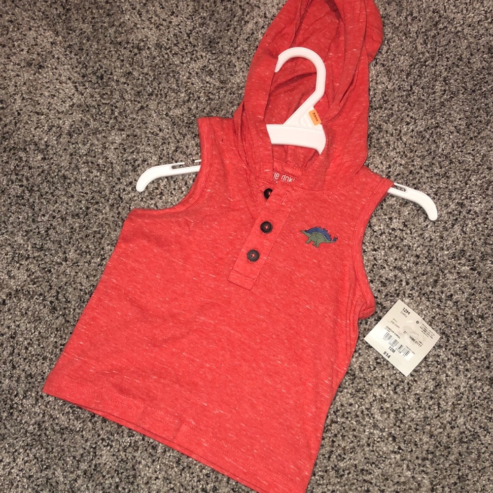 Baby boy tank-top hood 12 month with dinosaur nwt